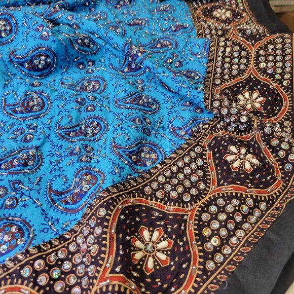 Blue Lehenga Skirt Blouse Set Indian Costume Party Indian Wedding Guest Dress - Picture 6 of 16